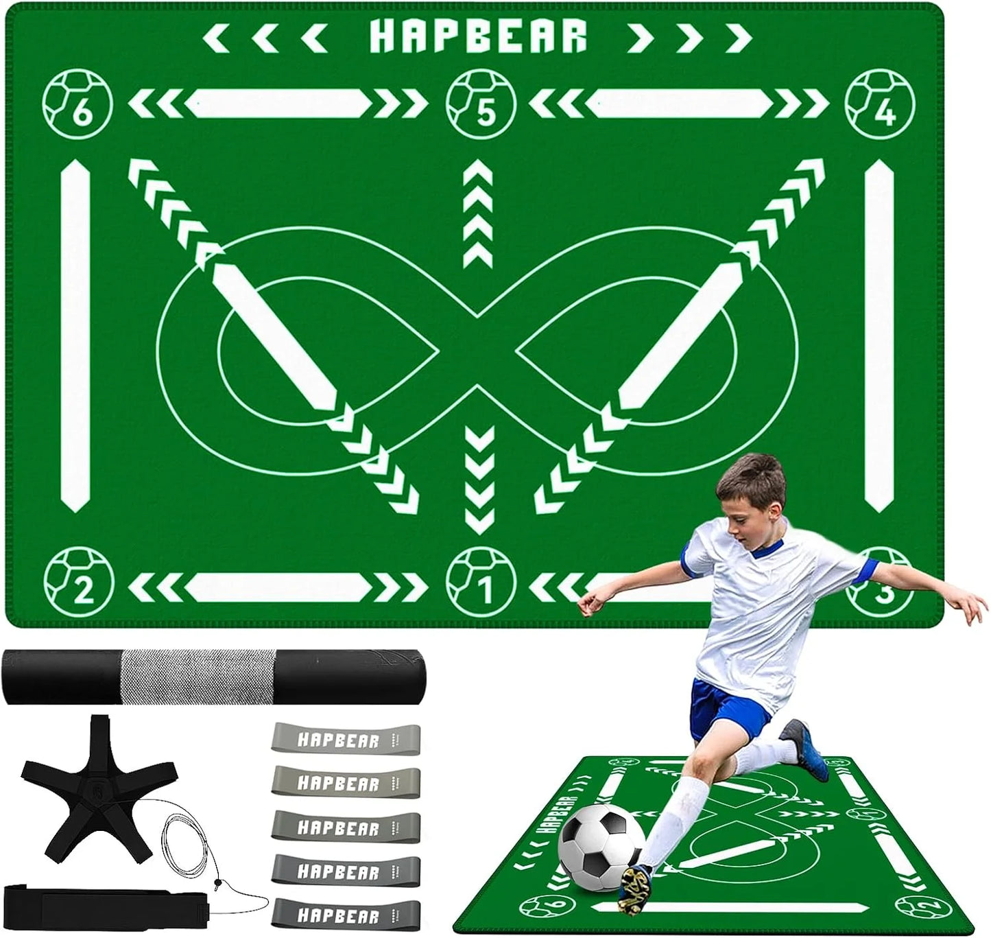HAPBEAR Soccer Training Mat Anti Slip Footwork And Ball Mastery