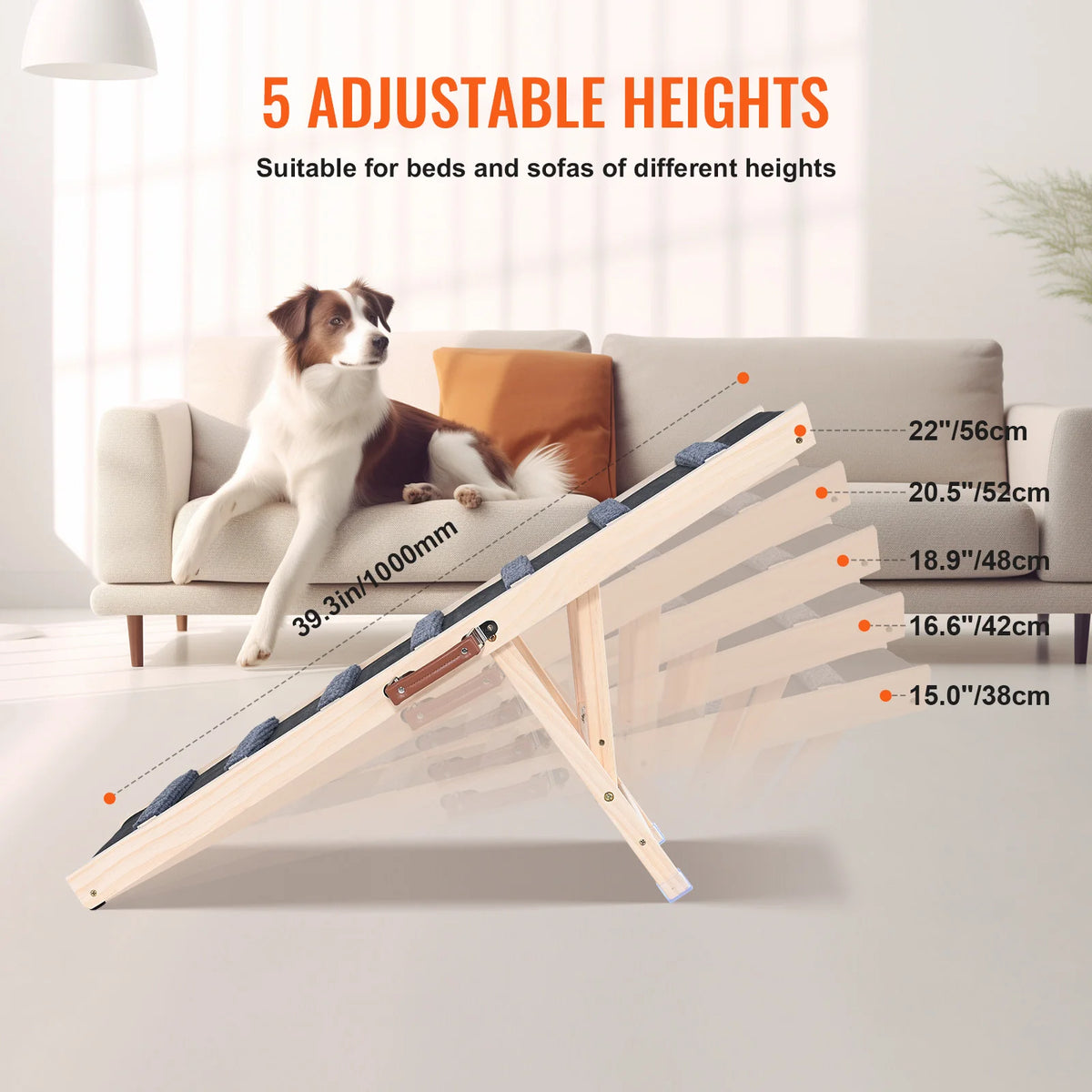 SucceBuy Adjustable Folding Dog Ramp With Non Slip Steps