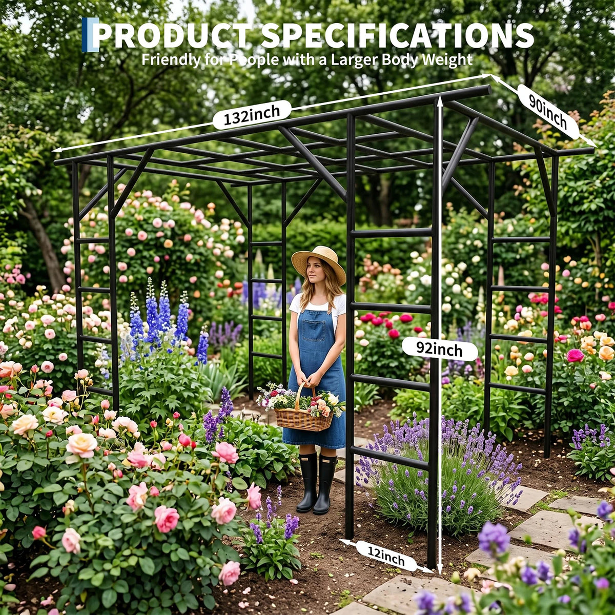 HiMISS Heavy Metal Garden Arch Plant Trellis For Climbing Vines