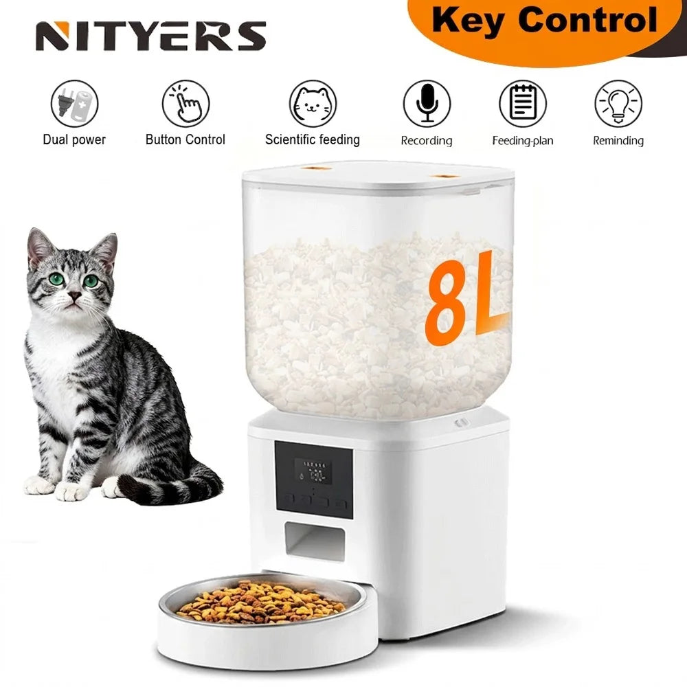 Nityers 8L Automatic Cat Feeder With Timed Dispenser