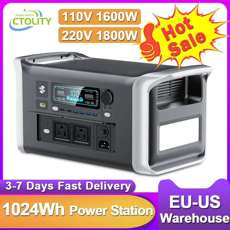 CTOLITY 1024Wh LiFePO4 Portable Power Station Solar Generator