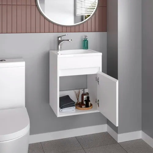 Wide Floating Wall Mounted Bathroom Vanity With Cabinet