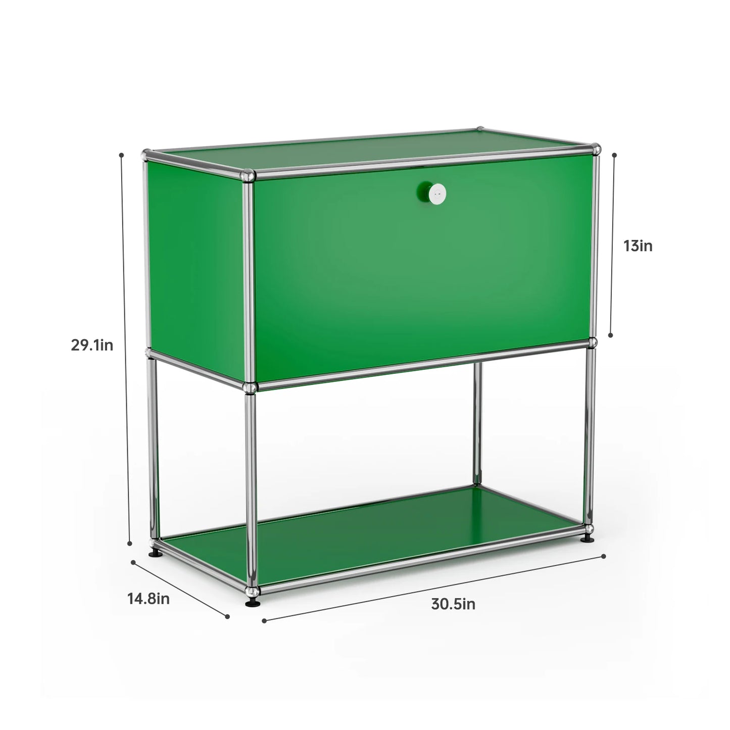 Modern Modular Nightstand Chrome Metal Frame 2 Tier Bedside Table