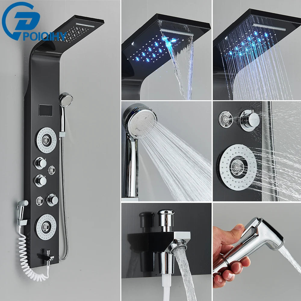 Poqihy Shower Faucet Bath Mixer Tap System With Handheld