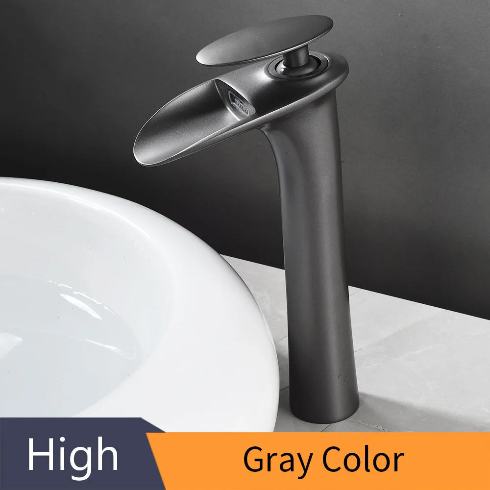 White Bathroom Basin Faucet Waterfall Lever Single Hole Mixer Tap