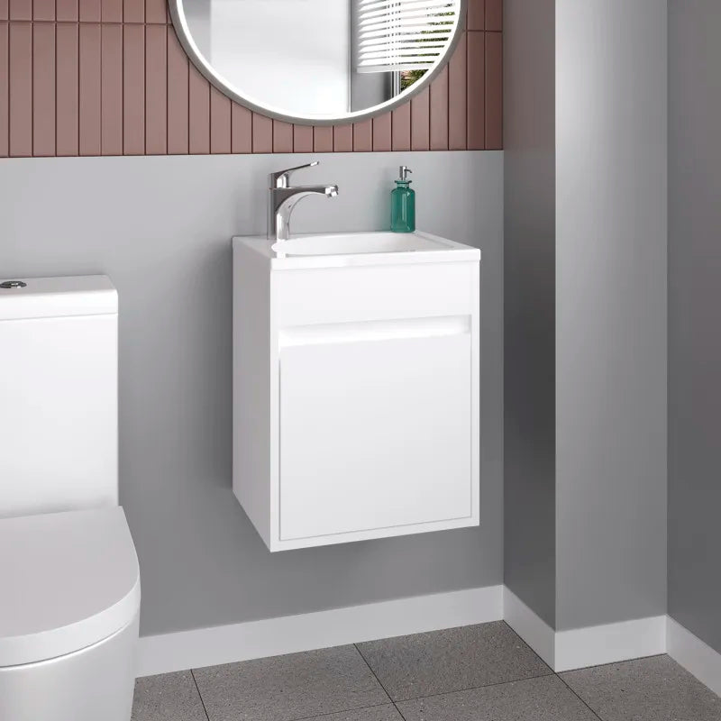 Wide Floating Wall Mounted Bathroom Vanity With Cabinet