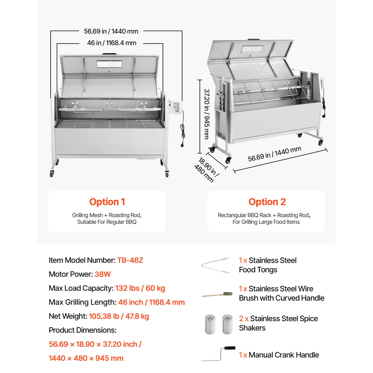 SucceBuy Stainless Steel Rotisserie Grill Kit For Outdoor BBQ