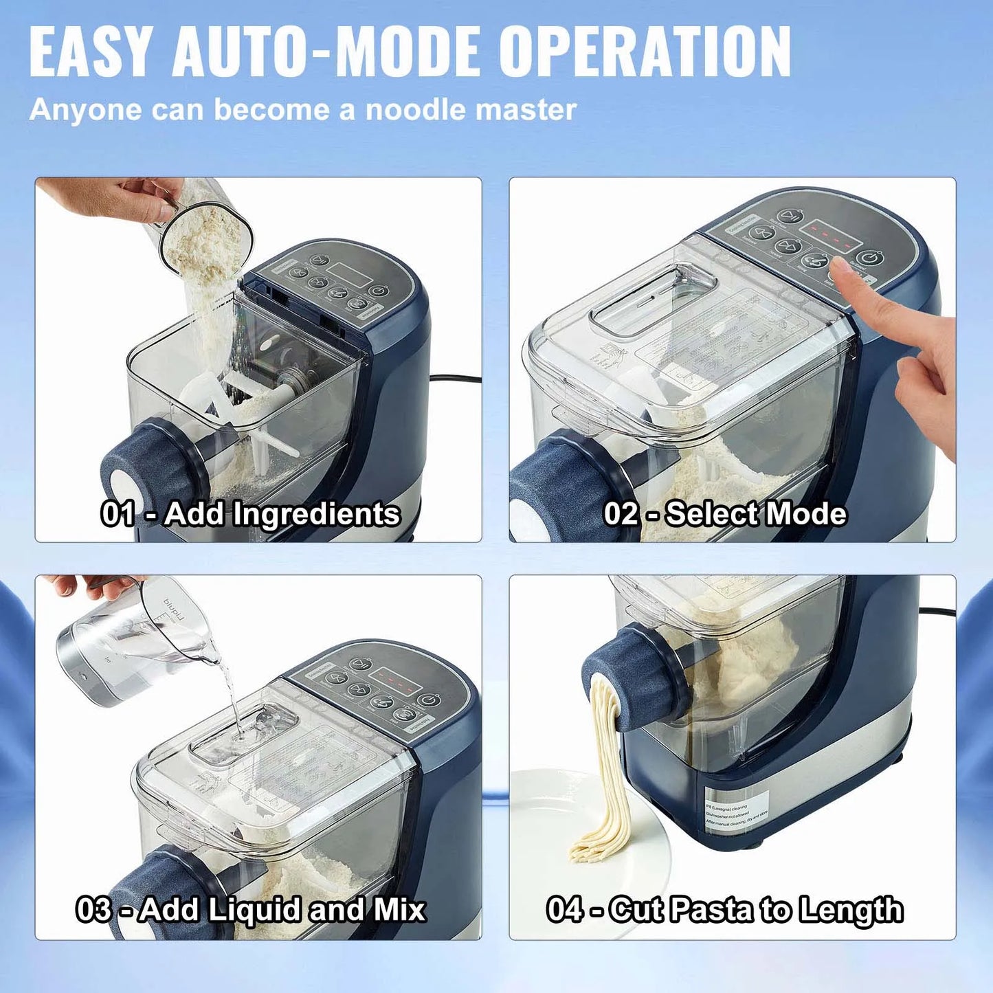 SucceBuy Automatic Pasta Maker With 4 Modes And 500G Capacity
