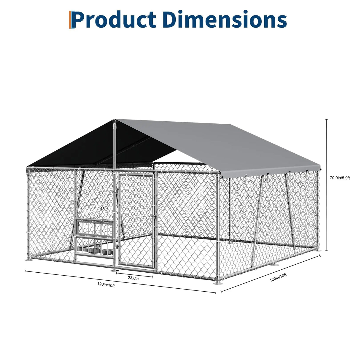 DishyKooker Heavy Duty Galvanized Dog Kennel With Waterproof Roof And Feeding Door