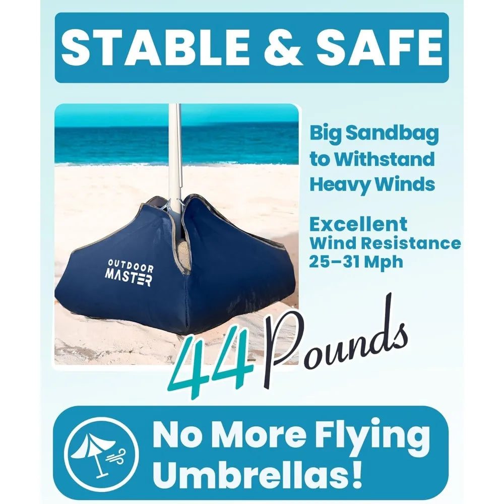 NBVCX Heavy Duty Beach Umbrella With Sandbag Anchor Carry Bag