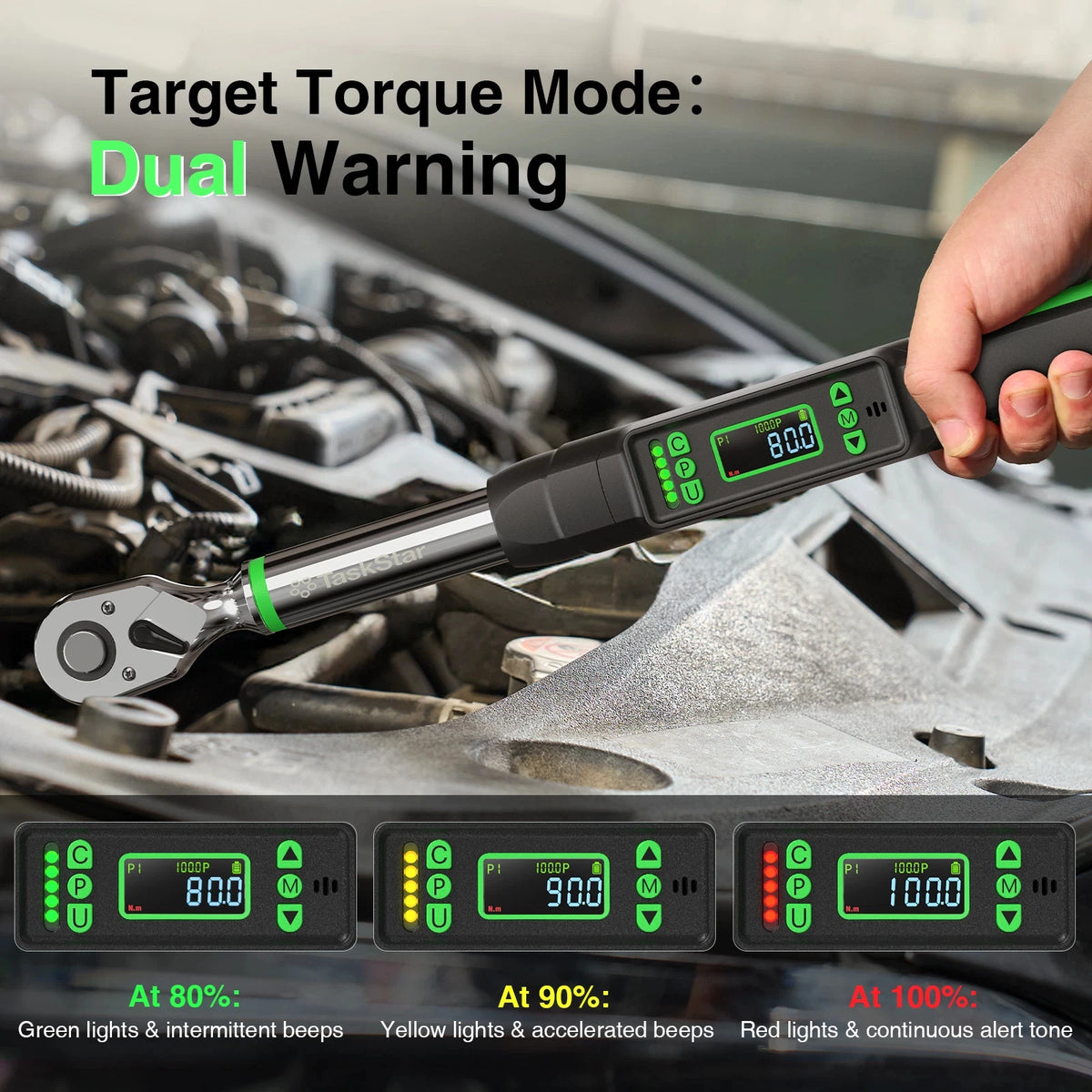 TaskStar Digital Torque Wrench With Adapters For Automotive Repair