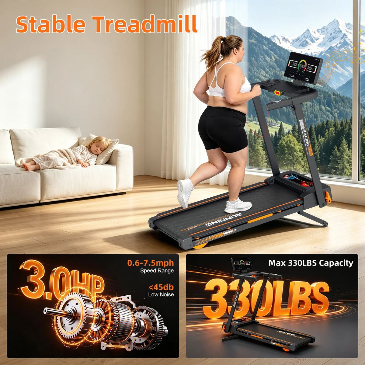 Motorized Treadmill Featuring Auto Incline And Heart Rate Monitor Indoor