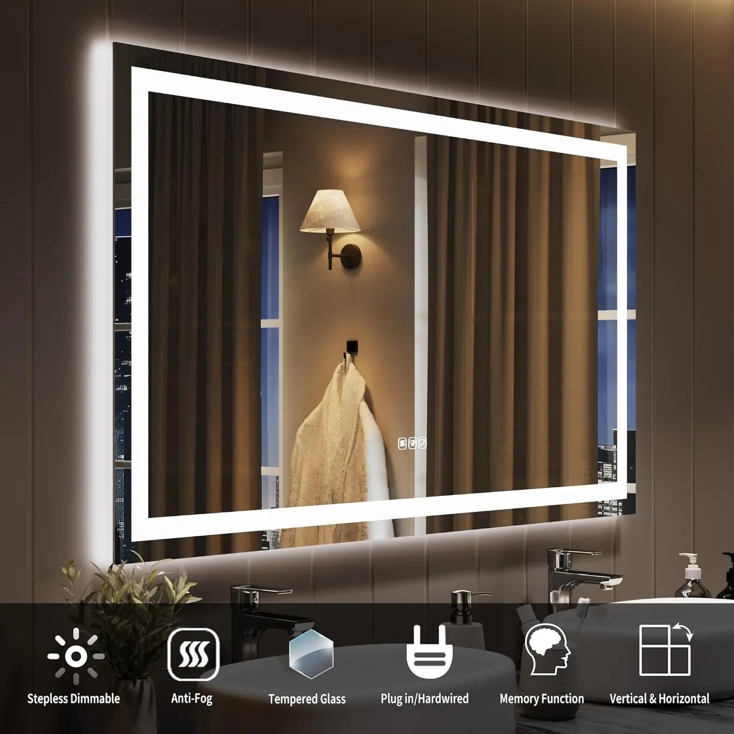 TWISTER.CK LED Bathroom Mirror With Memory And Dimmable Backlit