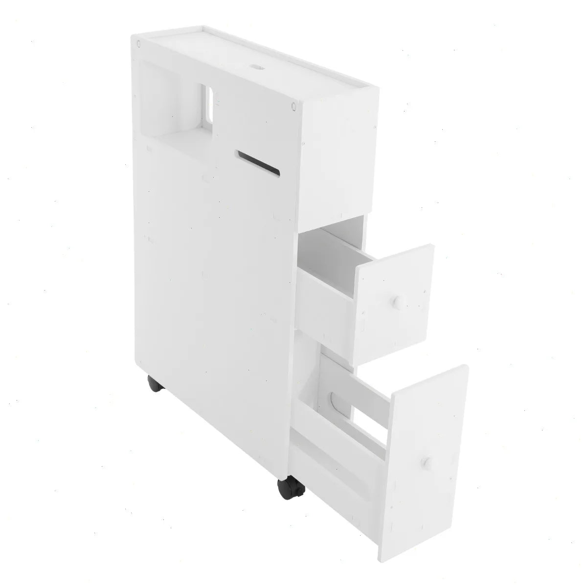 Bymaocar Narrow PVC Bathroom Storage Cabinet With Brakes