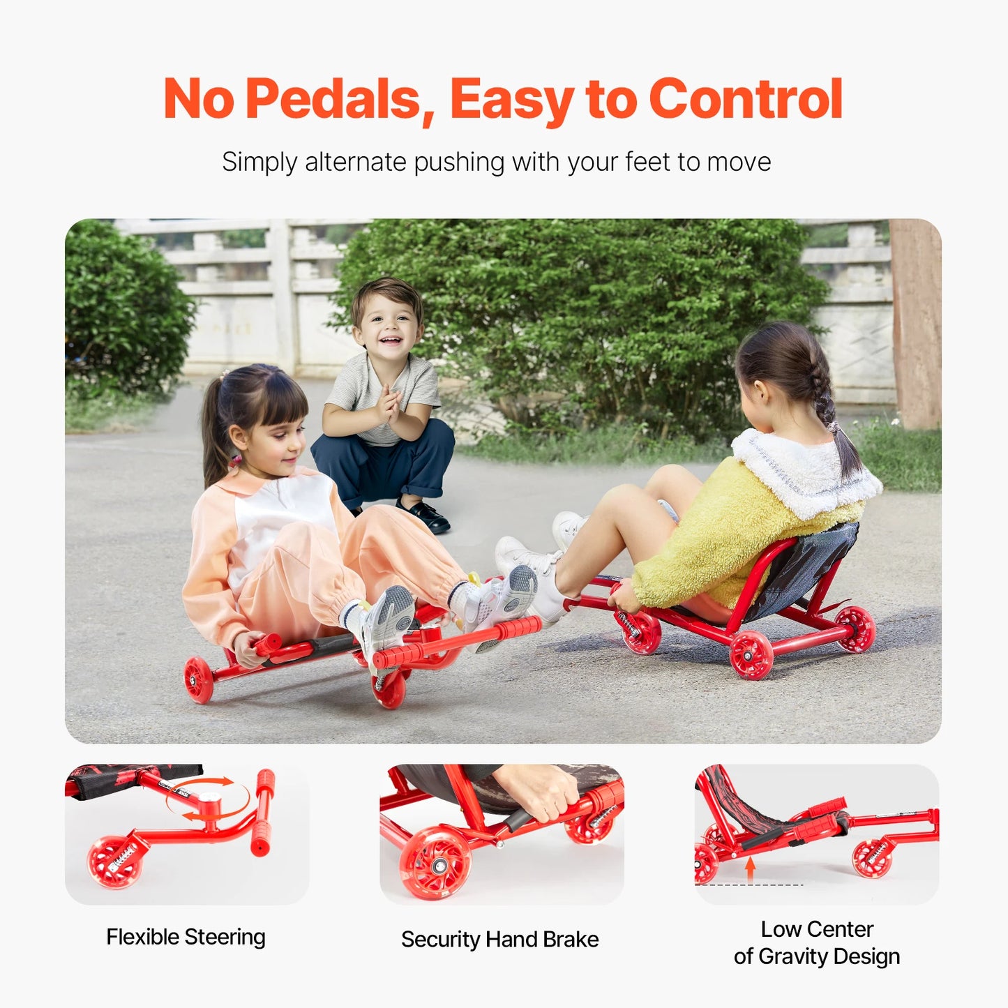 SucceBuy Kids Ride On Scooter With Zigzag Motion Drifting Fun