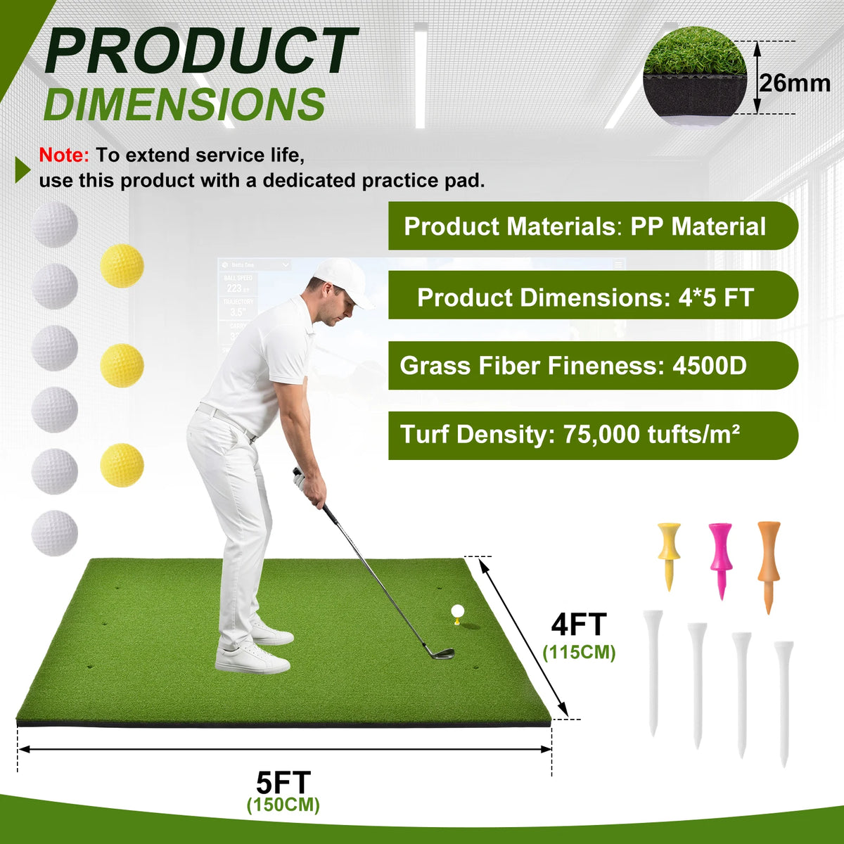 Professional Synthetic Golf Hitting Mat For Indoor Outdoor Training
