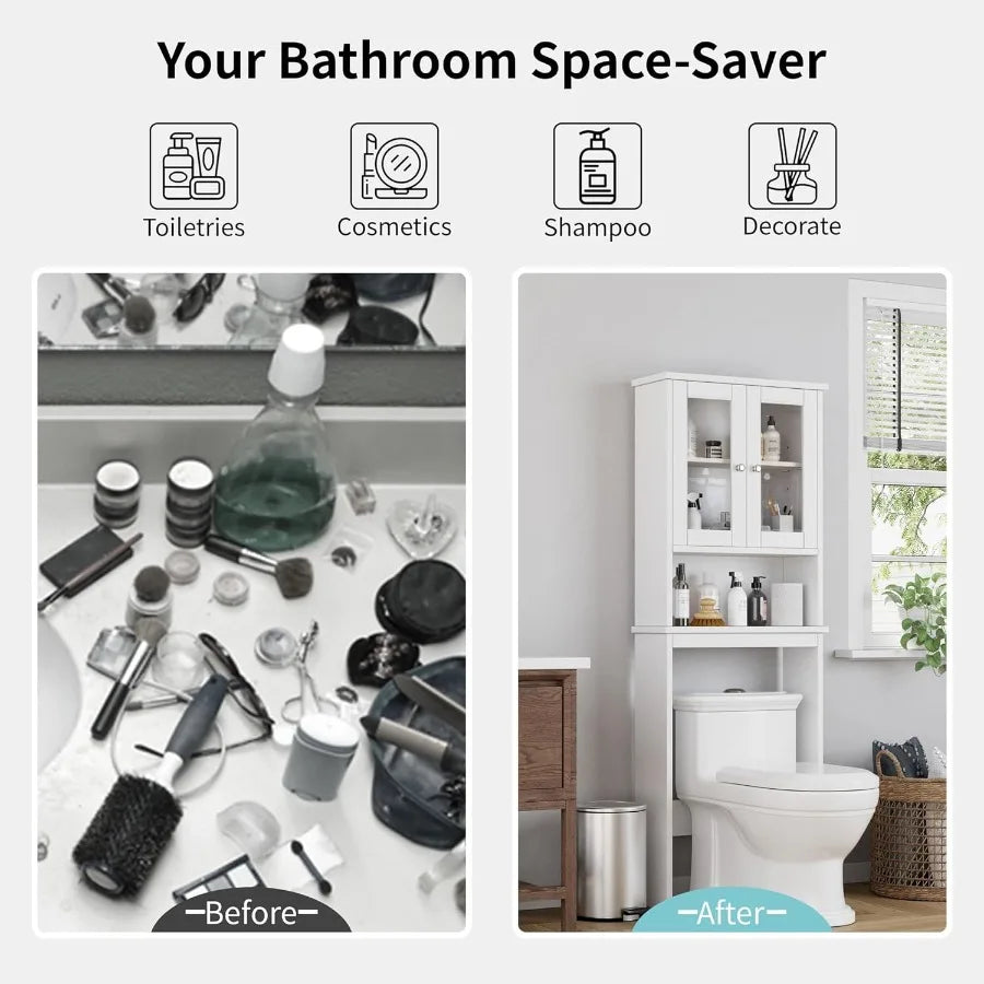 XIUWO Over The Toilet Storage Cabinet With Anti Tip Device
