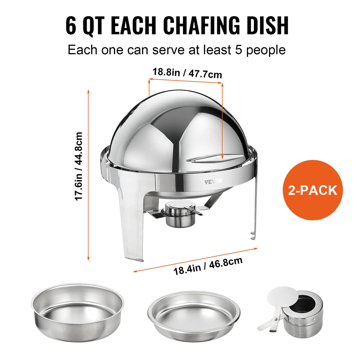 SucceBuy Stainless Steel Roll Top Chafing Dish Buffet Set
