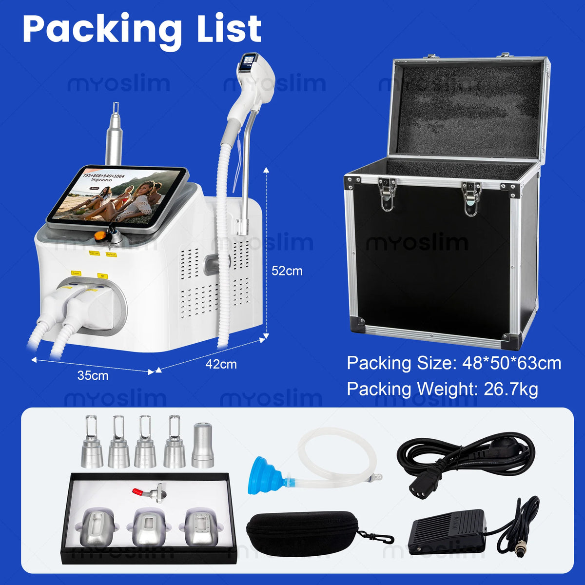 Myoslim 5000W Diode Hair Removal And Skin Rejuvenation Machine