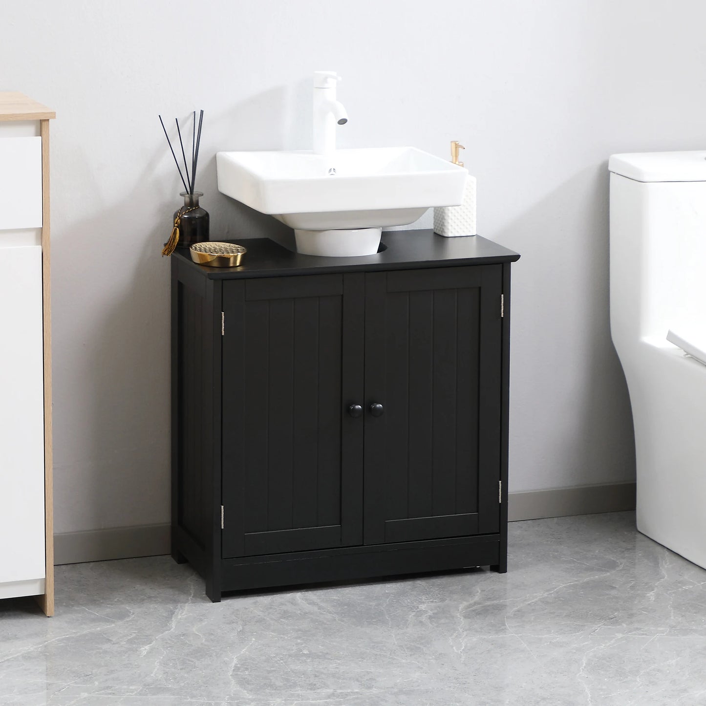 HOMCOM Under Sink Bathroom Cabinet With Doors And Shelf Vanity
