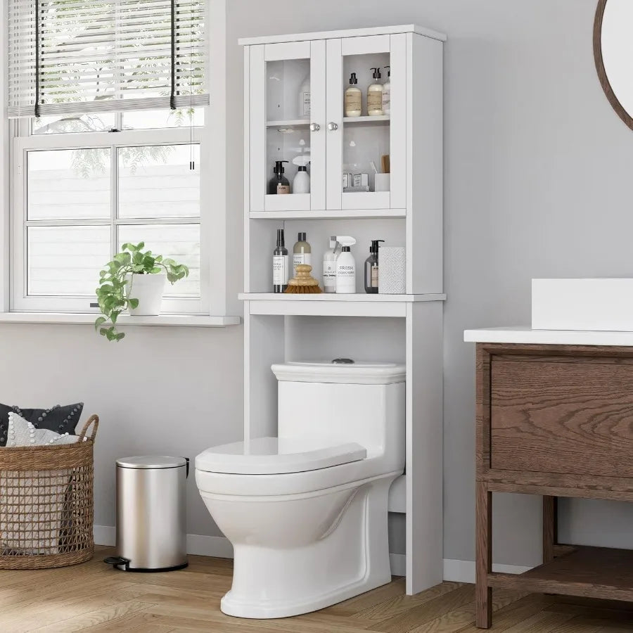 XIUWO Over The Toilet Storage Cabinet With Anti Tip Device