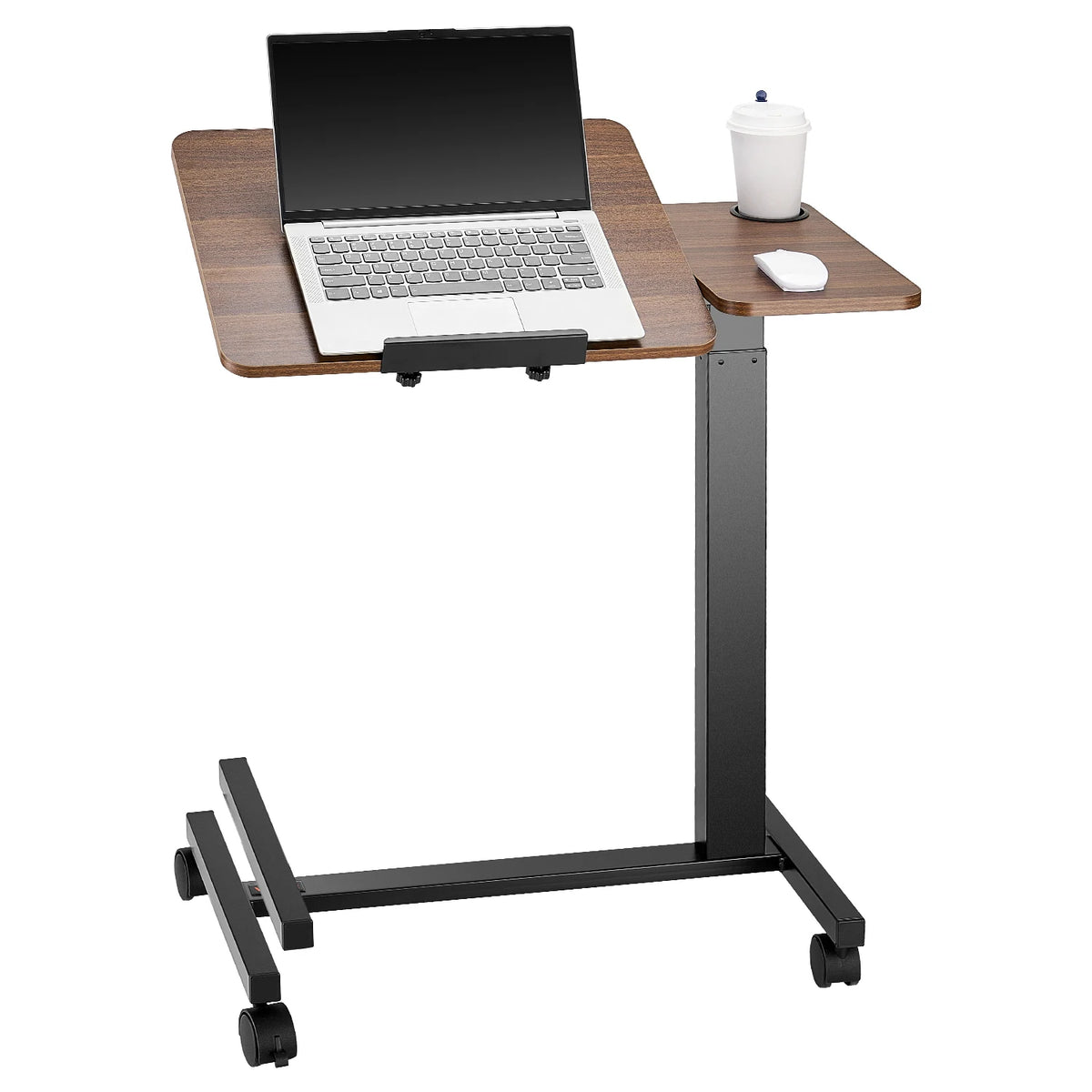 SucceBuy Adjustable Height Overbed Table With Mobile Swivel Casters