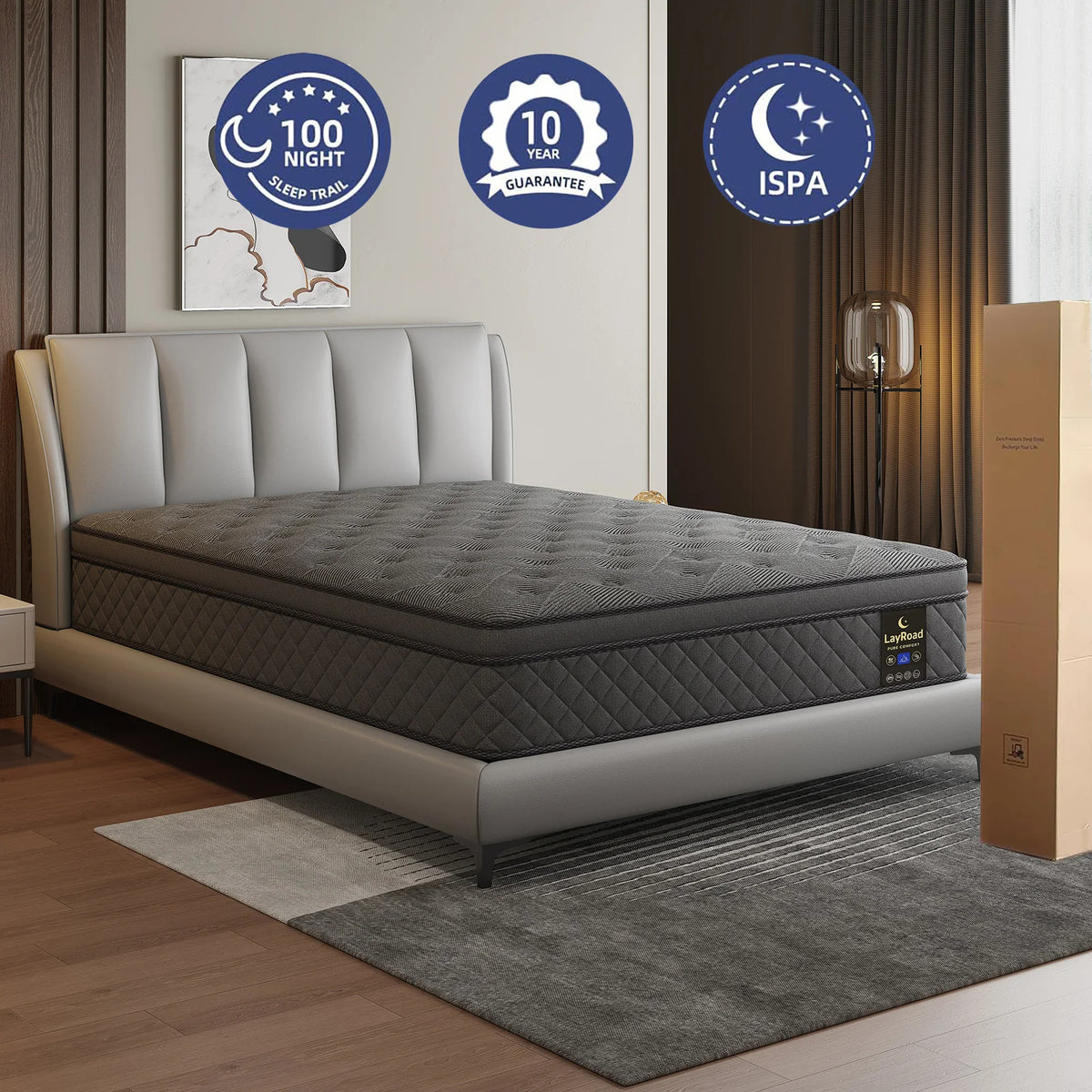 Layroad Gel Memory Foam Pocket Spring Mattress For Pressure Relief Motion Isolation