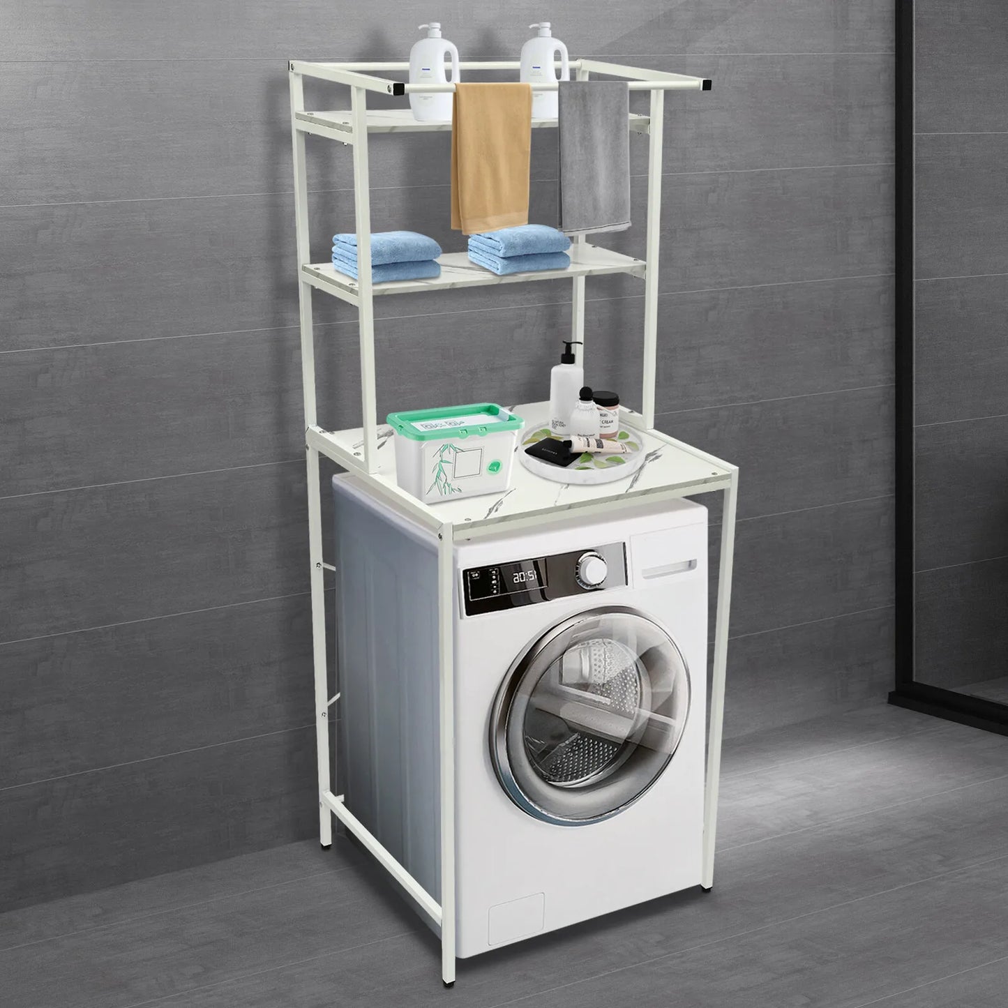 3-Tier Over Washer Dryer Storage Shelf For Towels And Clothes