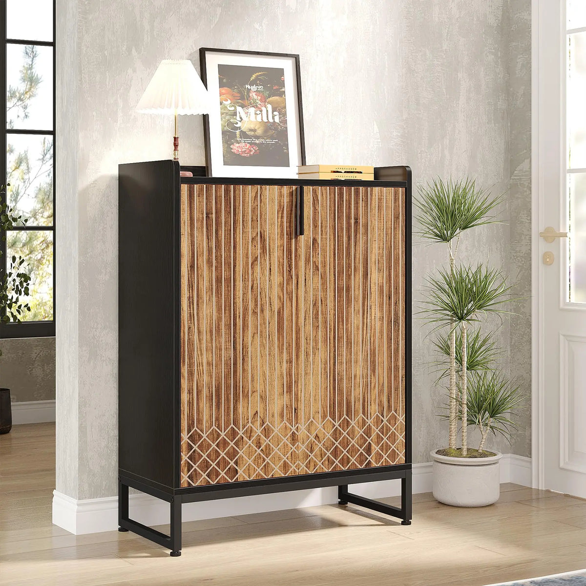 Tribesigns Modern Wood Shoe Cabinet Storage Rack For Bedroom Hallway