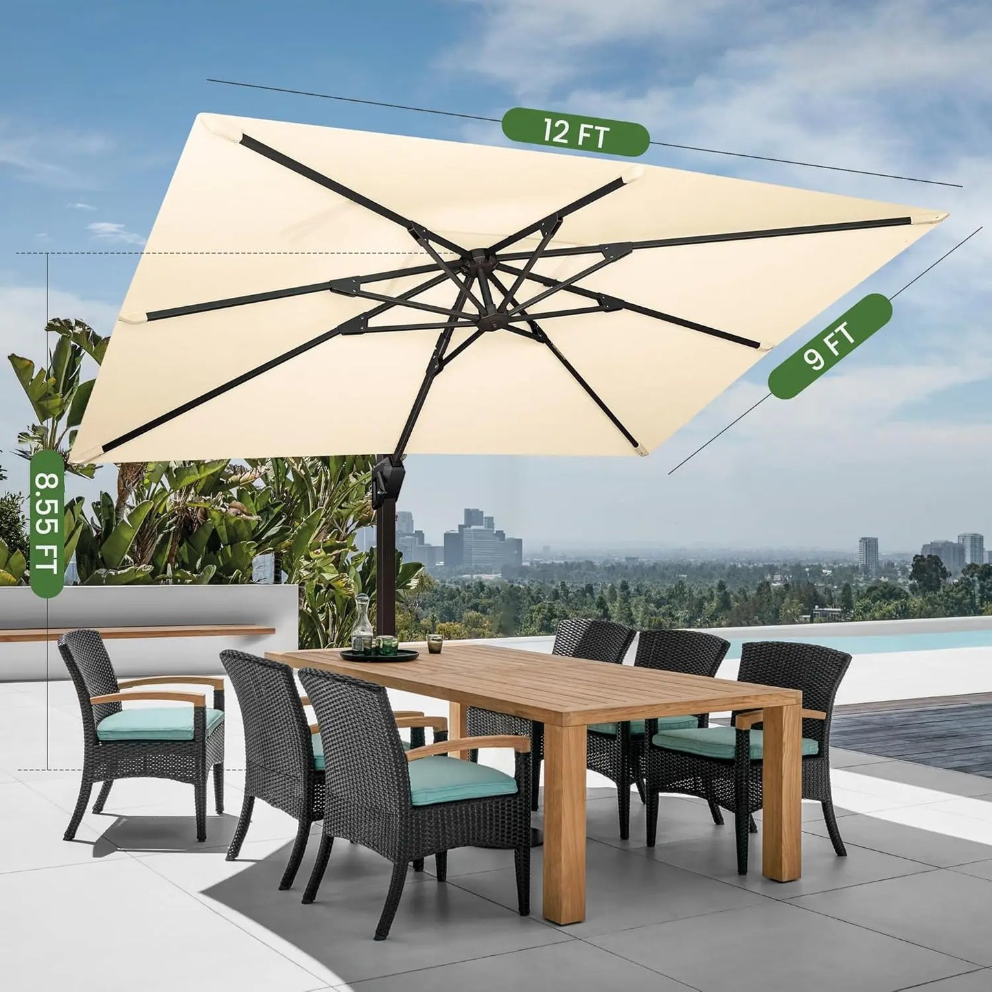 Cantilever Patio Umbrella With Base Included Rectangular Offset 7 Tilts