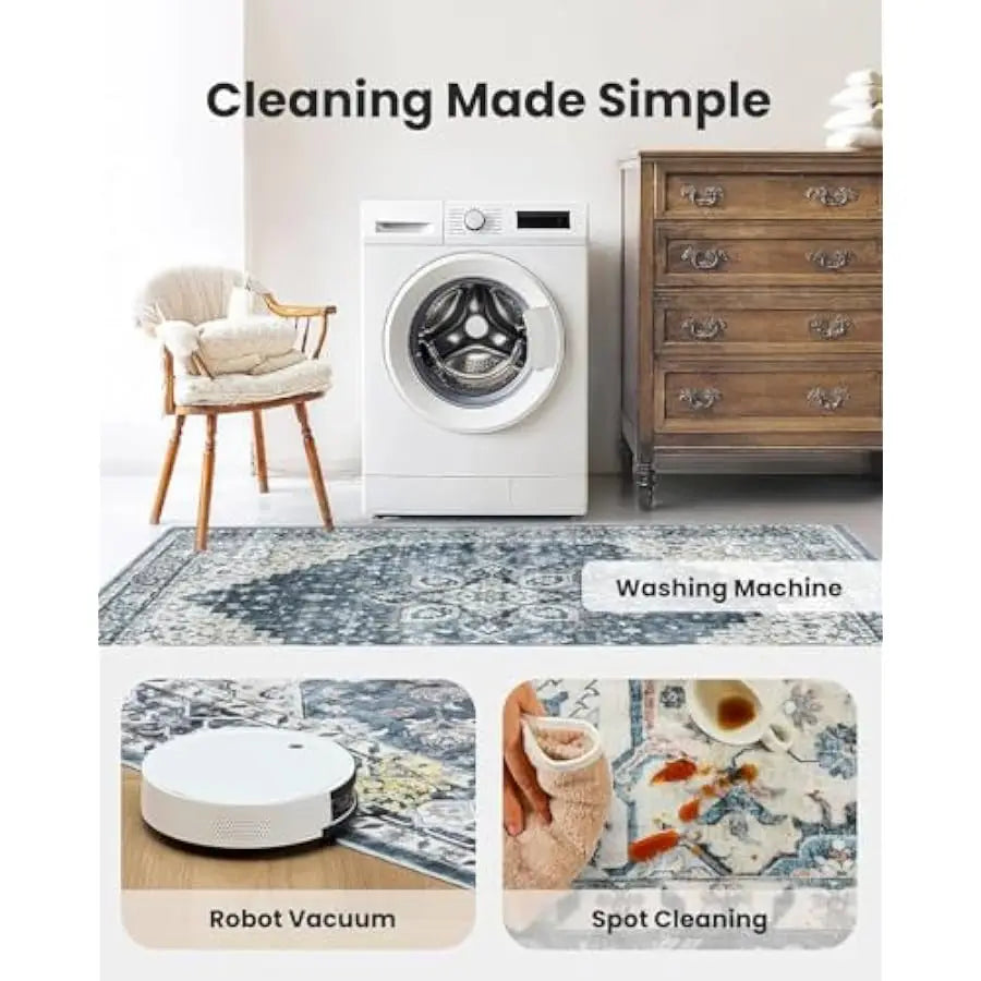 Amada HomeFurnishing Washable Area Rug With Non Slip Backing