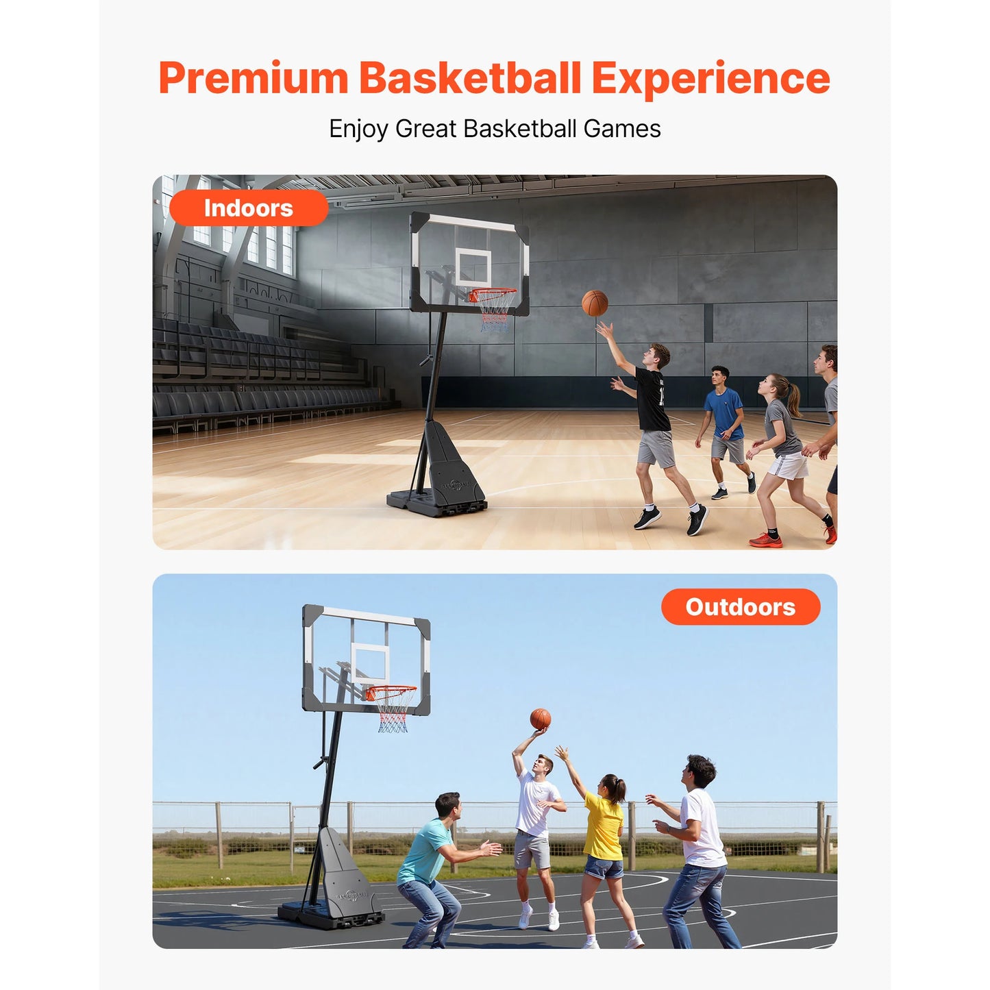 SucceBuy Portable Basketball Stand With Backboard For Outdoor Play