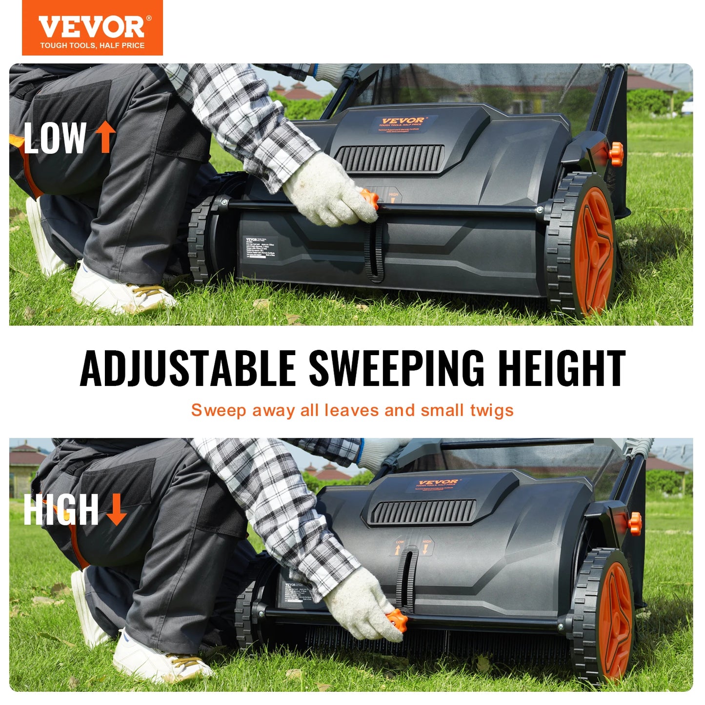 SucceBuy 3.5 Cubic Feet Steel Push Lawn Sweeper