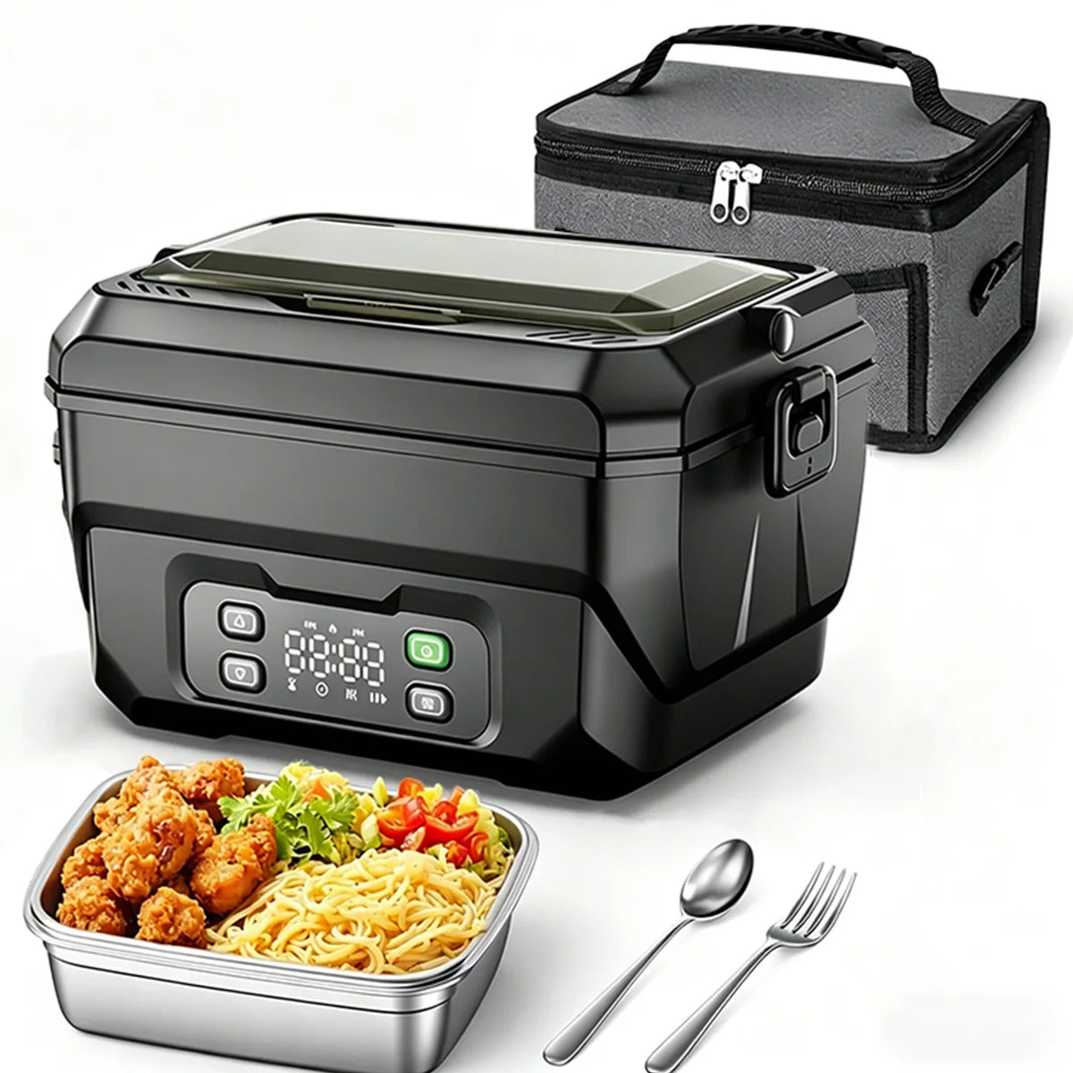 Portable Electric Heating Lunch Box With Display And Timing Function