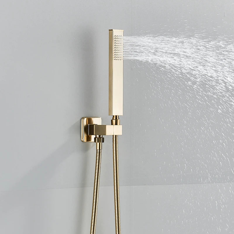 Quyanre Brushed Wall Mounted Shower System With Rainfall Faucet