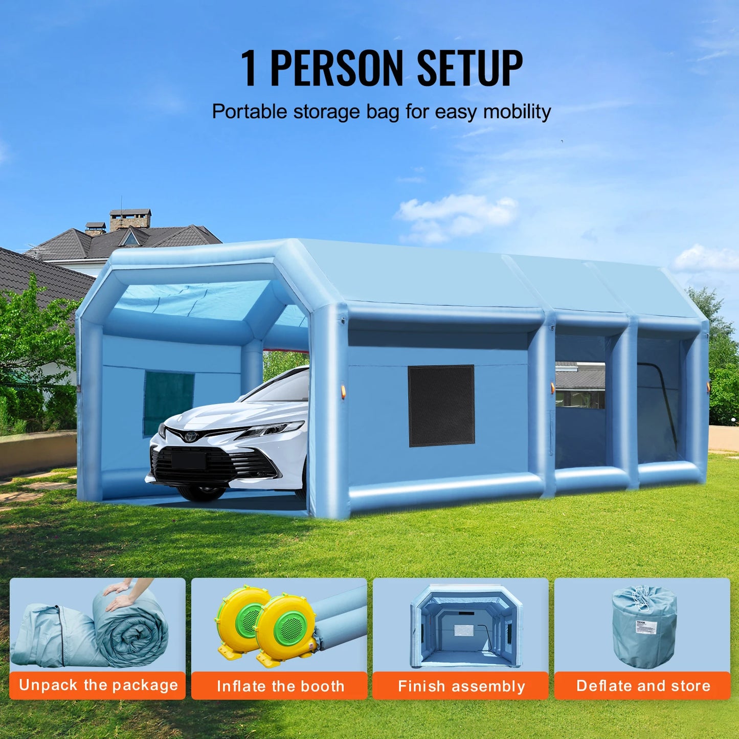 SucceBuy Inflatable Paint Booth With Powerful Blowers And Filter System