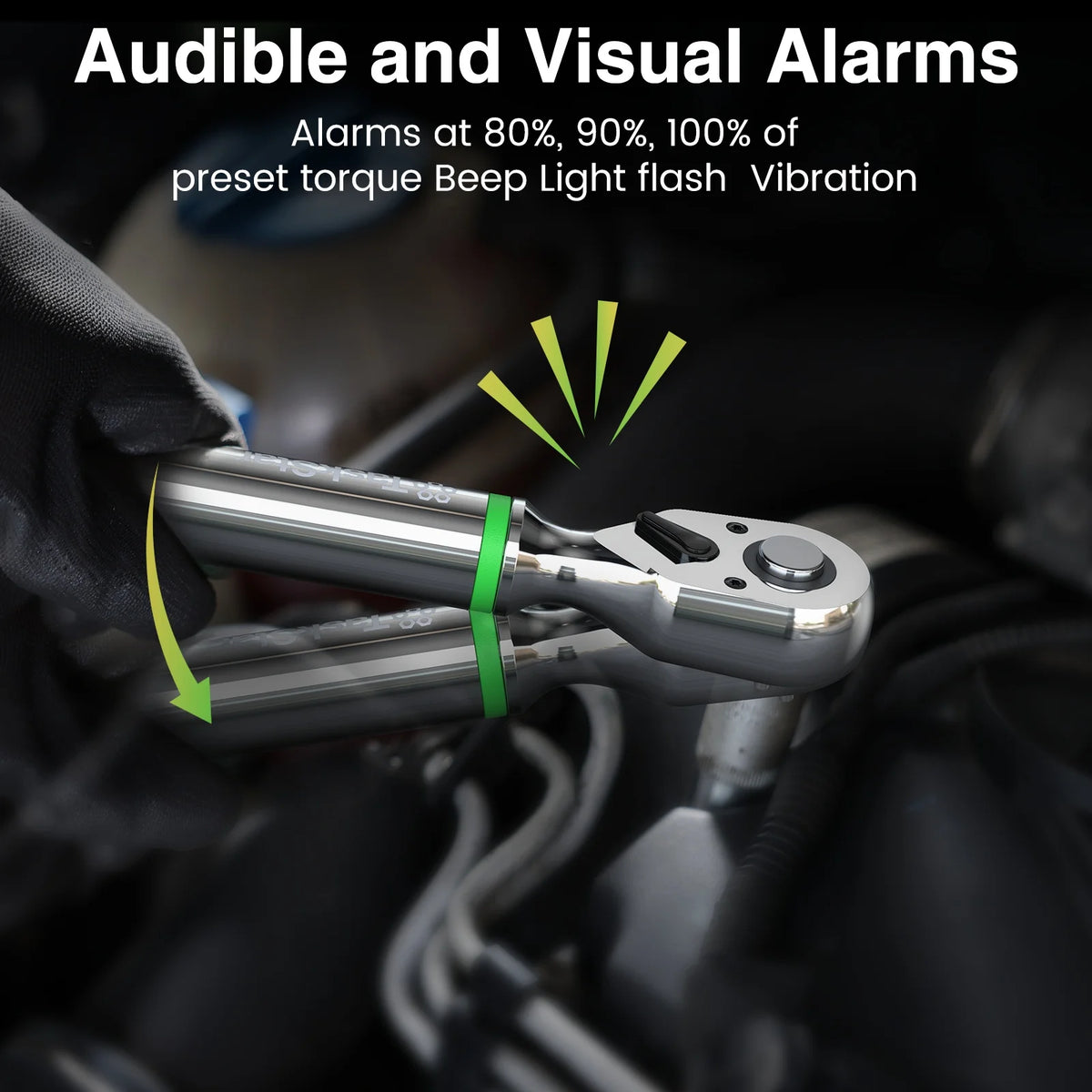 TaskStar Digital Torque Wrench 3/8-inch Driver ±2% Accuracy 0-220Nm/0-162ft-lbs Electric Torque Wrench with LCD Display, 1/4"&1/2" Adapter, Handheld Wrench Used For Motorcycle/Bicycle/Car Care