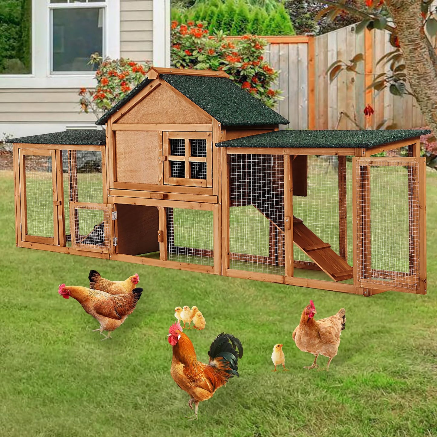 DishyKooker 2-Story Bunny Hutch With Double Runs Outdoor Cage