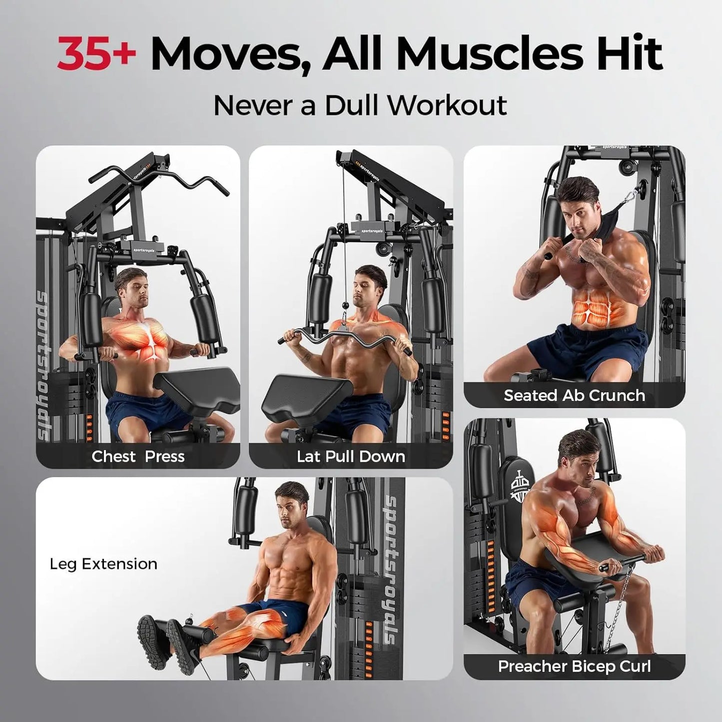 FED Fitness Home Gym Equipment With Pulley System For Full Body Strength