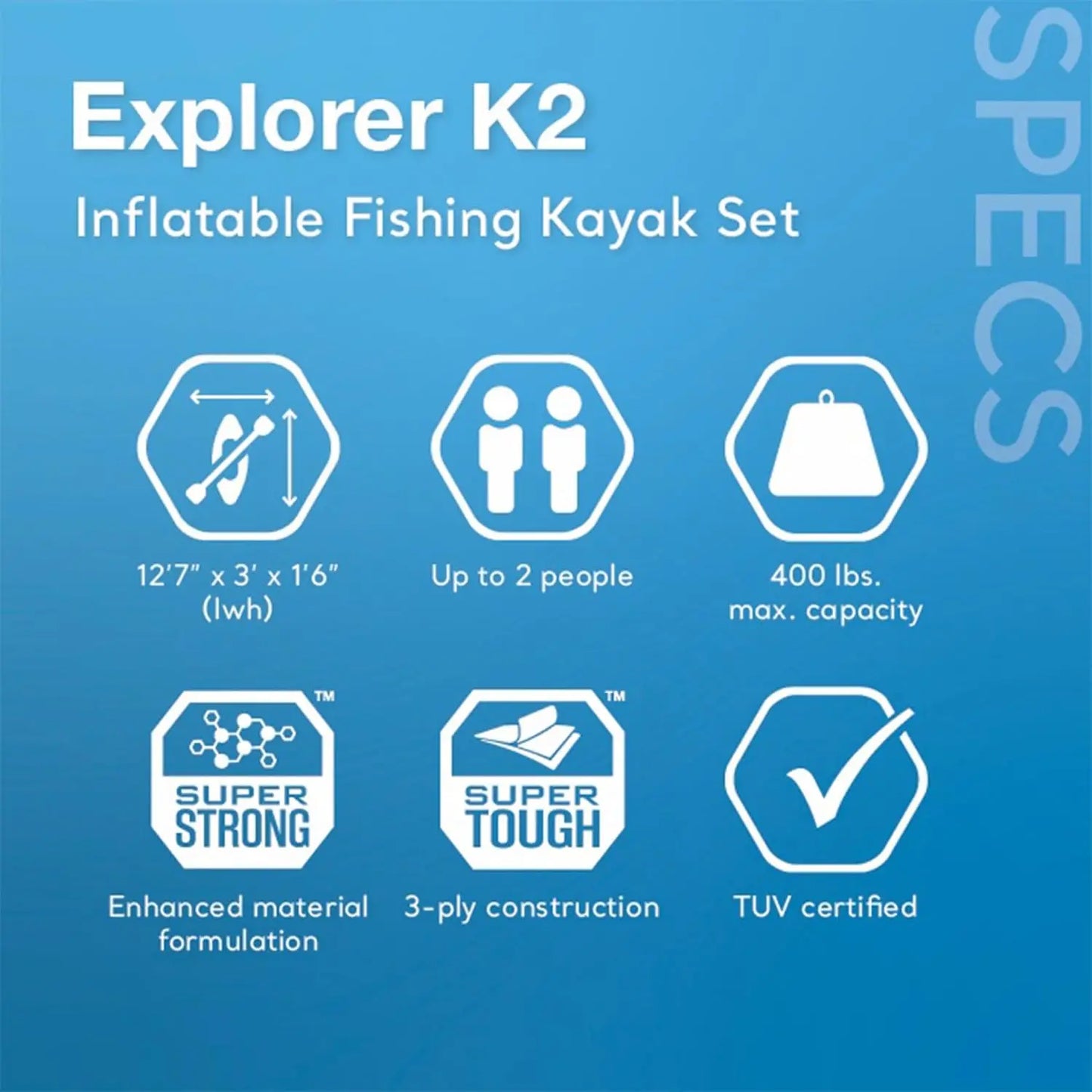 Excursion Pro K2 Inflatable Kayak Set With Deluxe Paddles And Pump