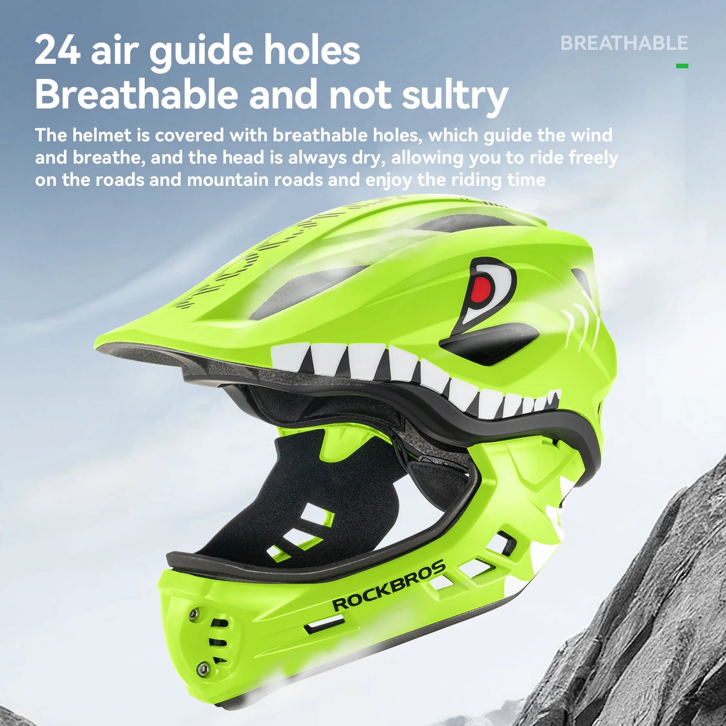 ROCKBROS Kids Detachable Full Face Cycling Helmet For Safety
