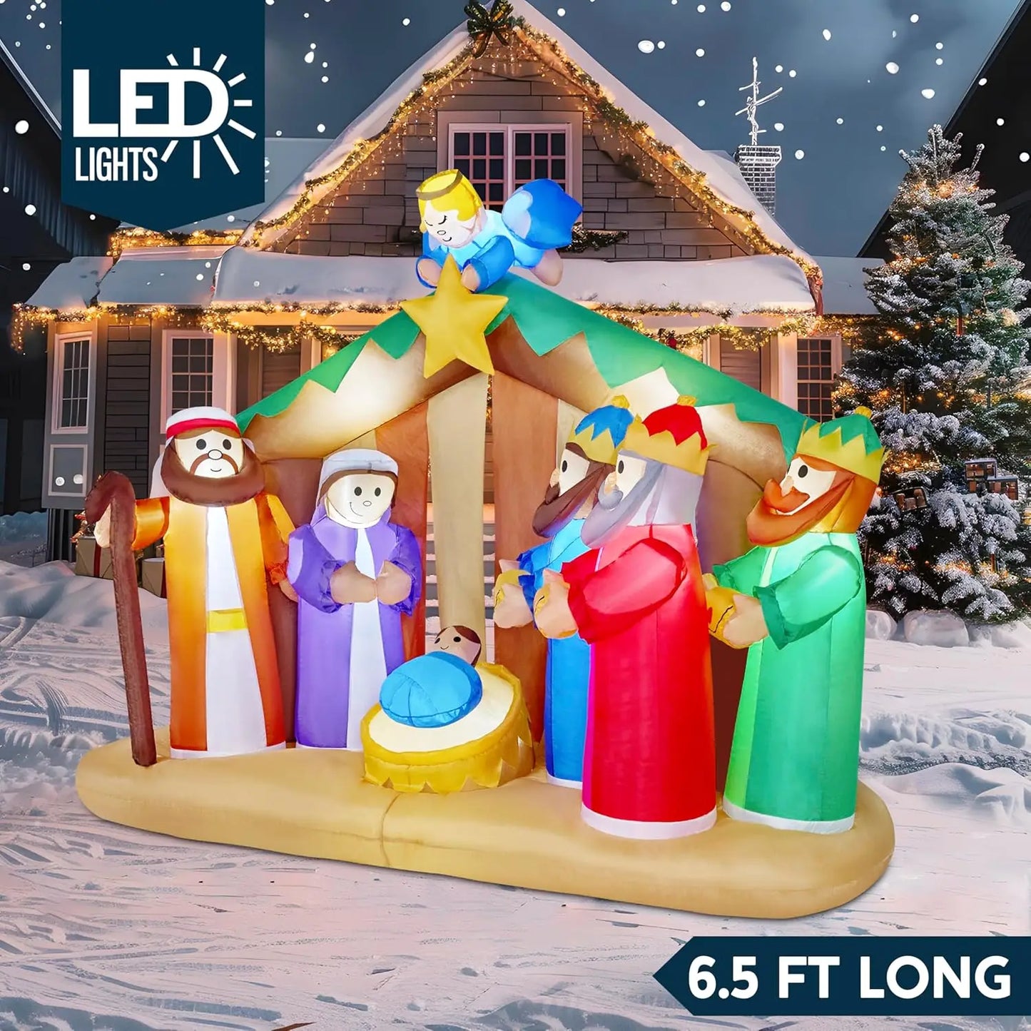 Joyfy Nativity Scene Inflatable With LEDs For Christmas Yard Decor