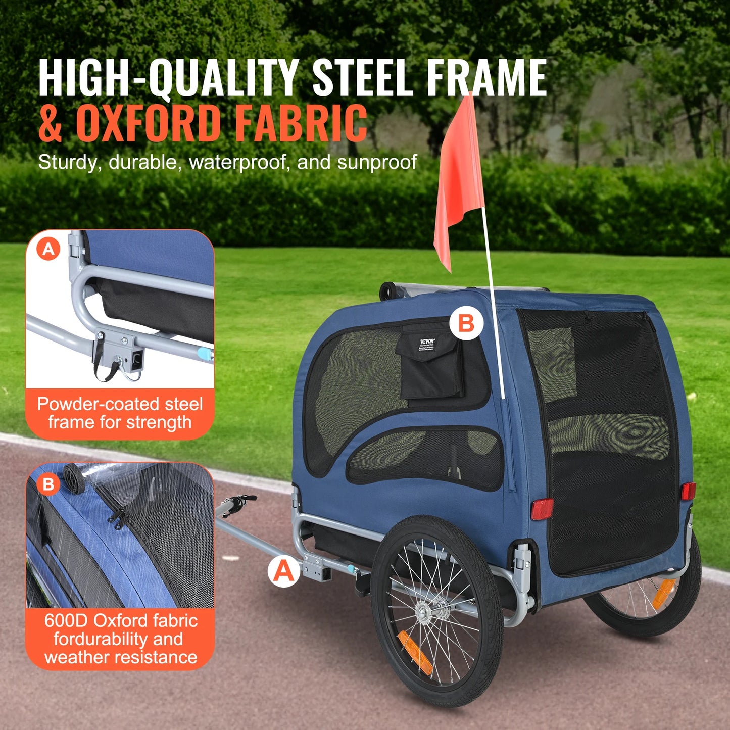 SucceBuy Dog Bike Trailer With Coupler And Safety Reflectors