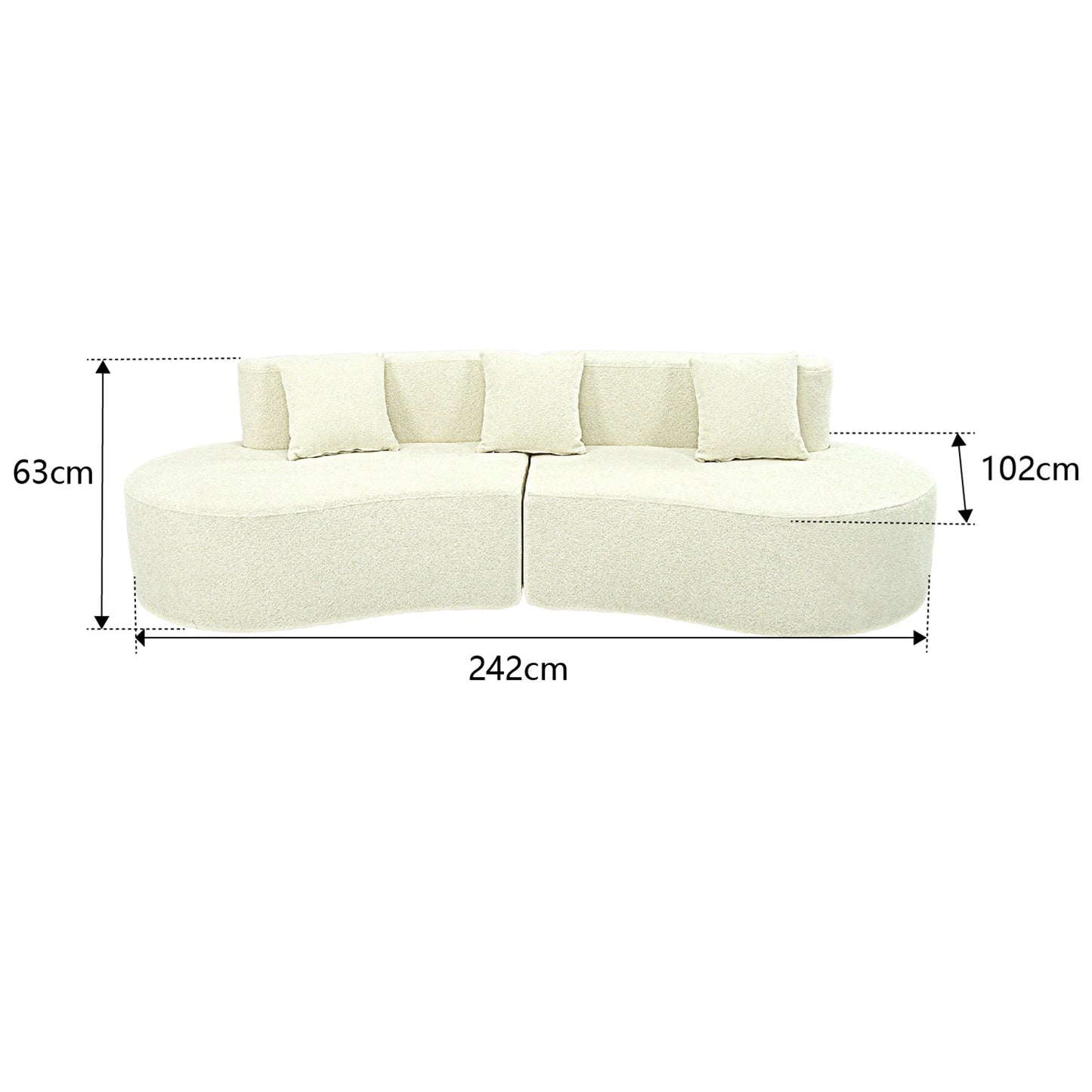 TopinCN Modern 4-Seat Curved Couch Half Moon Sectional Sofa