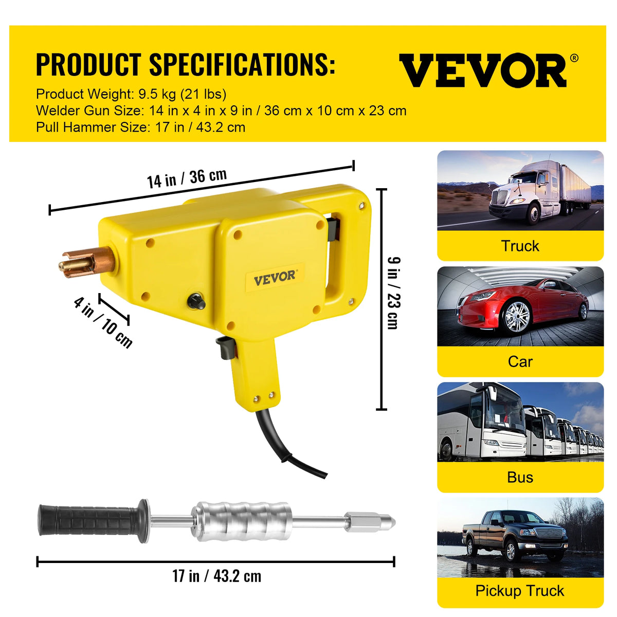 Handheld 800VA Stud Welder Dent Puller Auto Body Repair Kit