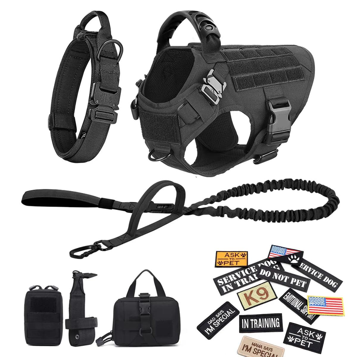 PetraVel Tactical Dog Vest Harness Set With Quick Release Buckle