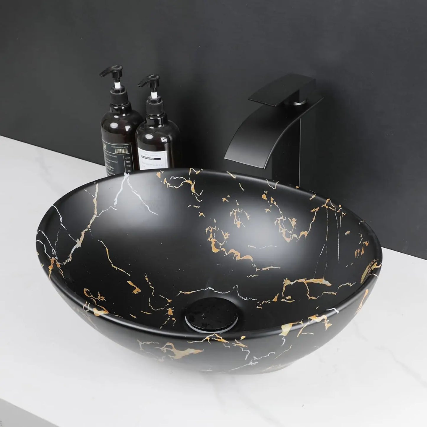 MEKKHALA Kemaidi Oval Vessel Sink With Faucet Above Counter