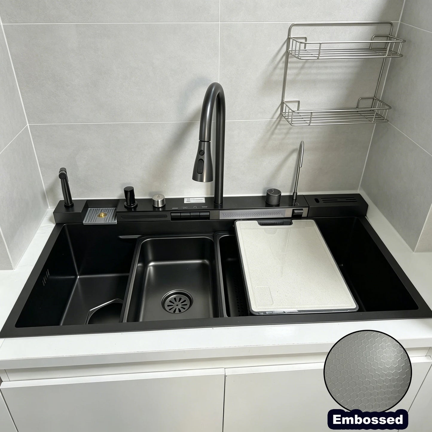 BusySink Modern Stainless Steel Kitchen Sink With Digital Display