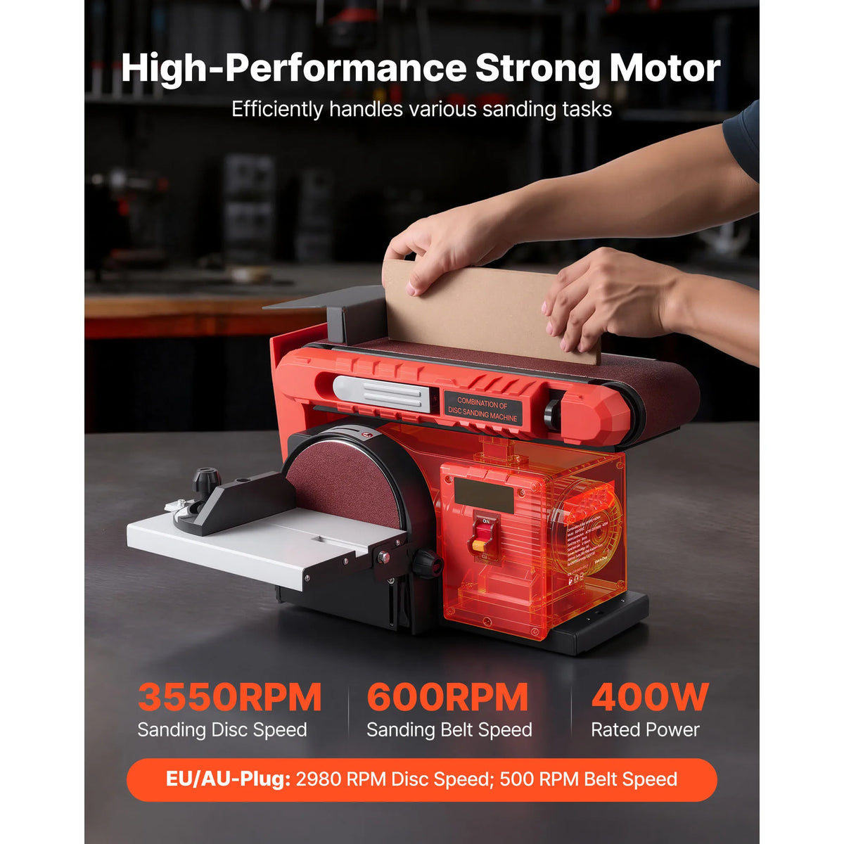 SucceBuy 5/6" Disc Sander 1x30/4x 36 in Belt Sander 250/400W with Adjustable Worktable & Dust Collection Port for Woodworking