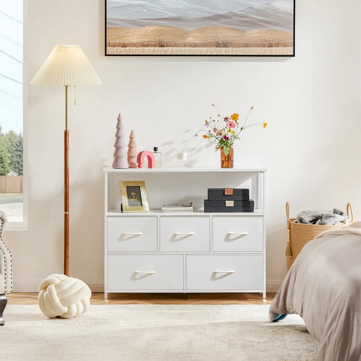 JHK Modern Bedroom Wardrobe With Fabric Drawers For Organized Storage